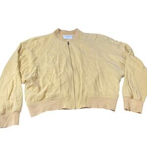 Aritzia Babaton Gilroy Blouson Bomber Jacket in Yellow/Golden Zip Up - Large